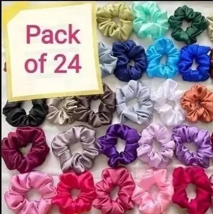 24-Pack Premium Satin Scrunchies – Soft & Stylish Hair Ties (Multicolor)
