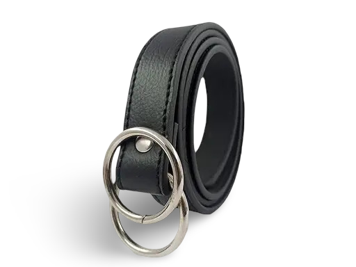 Double Ring Faux Leather Belt – Black (Free Size)