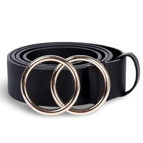 π€ Double Ring Faux Leather Belt β Black (Free Size)