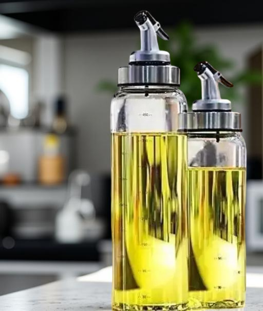 2-Piece Oil Dispenser Set – 1L & 500ml (Food-Grade Plastic)