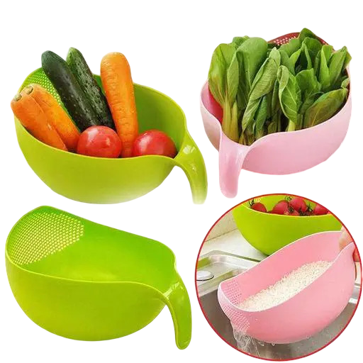 2-Pack Multi-Purpose Strainer Bowls – For Rice, Fruits & Veggies (Unbreakable Plastic)