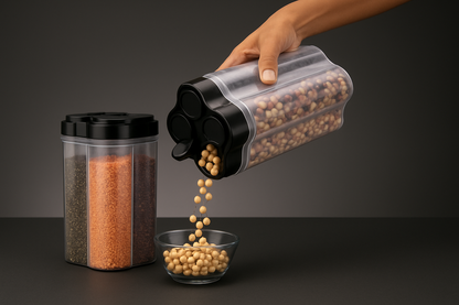 Airtight Transparent Plastic Lock Food Storage 4 Section Container Jar for Grocery, Fridge Container & Containers, Kitchen Storage Box & Container Set (Pack Of 2)