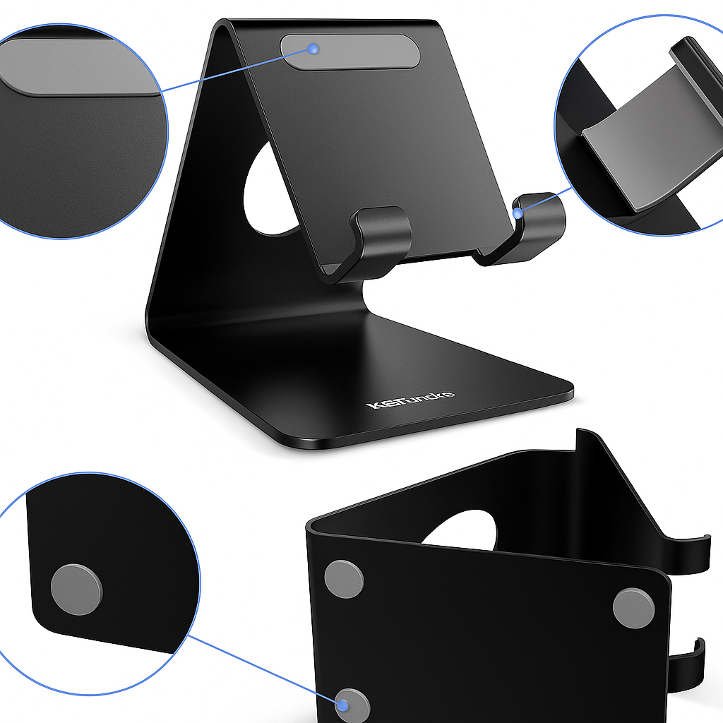 Portronics MODESK Universal steel Mobile Holder (Black)