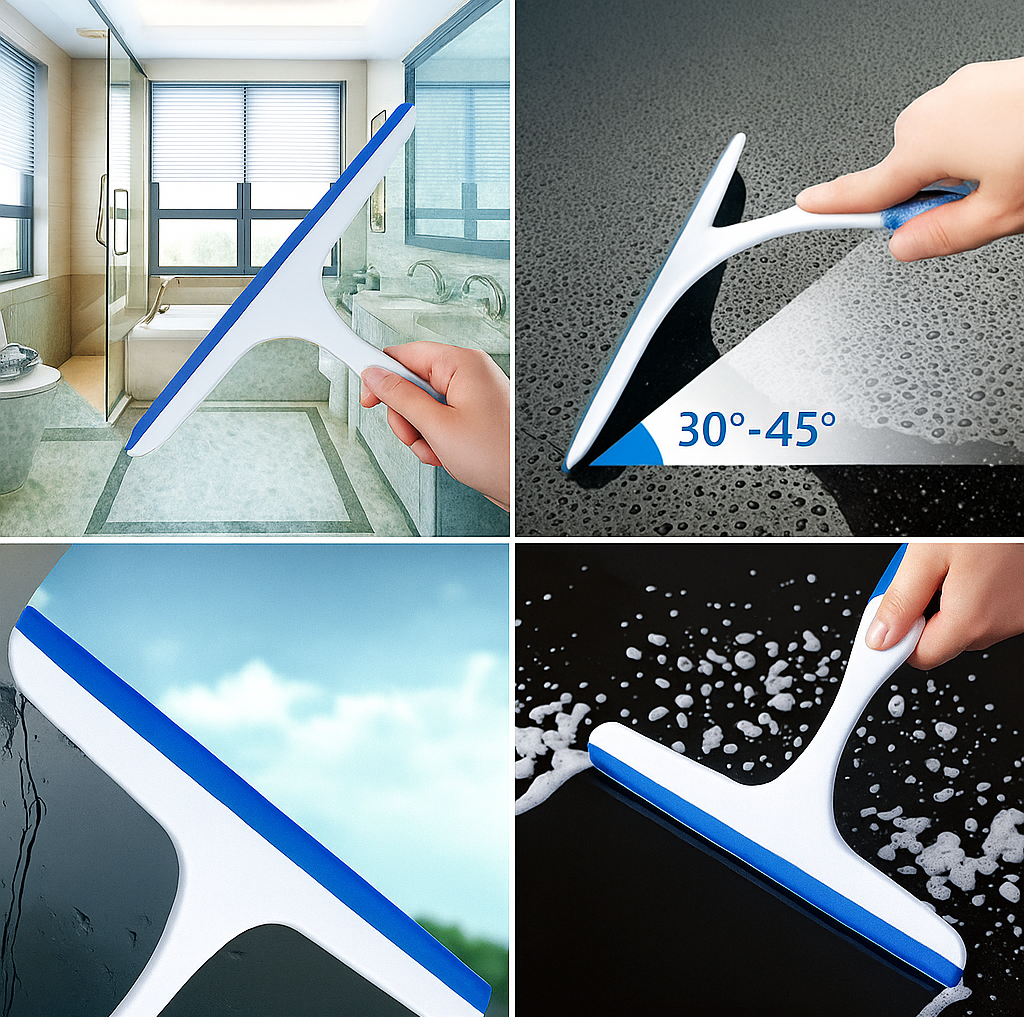 Pack of 3 Household Soft Glass Cleaning Wiper Wipe Window Scraper, Kitchen Slab, Bathroom Tile, Floor